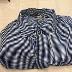 Michael Kors men’s blue checkered button down 17 by 34/35 excellent condition